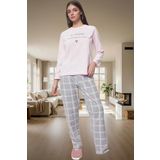 Rahat ve Şık Kadın Pijama Takımı Polar Ekoseli Uzun Kollu Yüksek Kalite Modern Stil