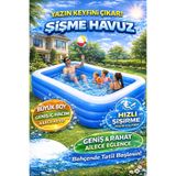 Raiden 250X150X50CM Şişme Havuz 3 Katmanlı Büyük Boy Dikdörtgen Yüzme Havuzları Aile ve çocuklar için Tatil Şişme Havuzu