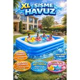 Raiden 305X175X50cm Şişme Havuz 3 Katmanlı Büyük Boy Dikdörtgen Yüzme Havuzları Aile ve çocuklar için Tatil Şişme Havuzu