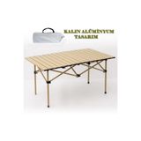 Raiden Büyük Boy Gold Alüminyum Katlanır Kamp Masası, 95x55x50 cm, Piknik Seti, Çanta Tipi