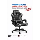 Raiden Gri Desen Oyuncu Koltuğu, Ergonomik Tasarım, Ayarlanabilir Boyun ve Bel Yastığı, Hareketli Kolçak