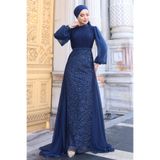 Raika Moda Lavanta Şifon Detaylı Gliten Kumaş Şık Tesettür Abiye