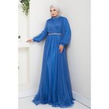 Raika Moda Yaka ve Bel Taş Detaylı Büyük Beden Tesettür Abiye Esna