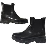 Rain Shoes Kadın Plastik Kısa Lastikli Yağmur Çizmesi Kalın Taban Siyah Renk - Koyu Siyah