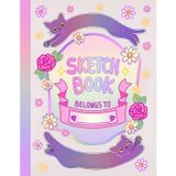 Rainbow cat sketchbook for girls (Bright Pink): Large notebook (8.5 x 11 in) with 109 blank pages and a drawing idea page for doodling (Leehez Studio Sketchbooks)