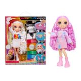 Rainbow High Watercolour & Create Kendin Yap Moda Bebek Suluboya ve Batik Seti ile - Mor Gözler, Kıvırcık Saç, Ekstra Üst ve Ayakkabı - Renk, Oluştur, Oyna, Durulama ve Tekrarla - Çocuklar için 4-12+