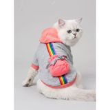 Rainbow Kedi Sweatshirt | Kapüşonlu Gökkuşağı Detaylı Kedi Kıyafeti | Kedi Hoodie