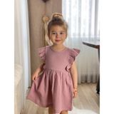 Rainbow Kids Kız Çocuk Müslin Kumaş Elbise - Açık Gül Kurusu - 3 - 4 Yaş