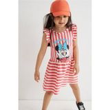 Rainbow Kız Çocuk Çizgili Minie Mouse Baskılı Elbise - Kırmızı - 7 - 8 Yaş