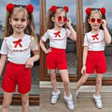 Rainbow Kız Çocuk Yaka Fırfır Detaylı Şortlu Takım - Kırmızı - 5 - 6 Yaş