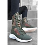 Rainon Store Bağcıklı Siyah Acık Askeri Yüksek Taban Boksör Unisex Spor Postal Bot - Açık Yeşil