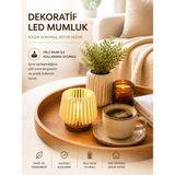 Raintech Dekoratif LED Mumluk Pilli Mum Işığı Ortam Aydınlatma Masaüstü Gece Lambası Modern Ev Dekoru - 2 Adet