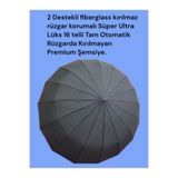 Rainwalker Fiberglas 2 Destekli Extra Dayanıklı 16 Fiber Güçlendirilmiş Tam Otomatik Süper Ultra Lüks Şemsiye