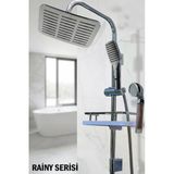 Rainy Serisi Geniş Şampuanlıklı Lüks Duş Takımı El Ve Tepe Duş Başlığı Spiral Hortum