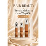 RAİR BEAUTY Çelik Tırnak Makası ve Cam Törpü Seti 4'lü Tırnak Seti