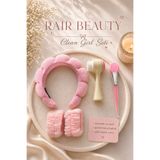 RAİR BEAUTY Kadın Havlu Kumaş Bombeli Spa Makyaj Tacı ,Yüz Yıkama Bileklik Seti,Yüz Temizleme Fırçası ve Maske Sürme Fırçası (HEDİYE) CLEAN GİRL SET