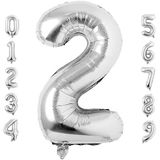 Rakam Folyo Balon 34 inç 76-82 cm (Gümüş, 2)
