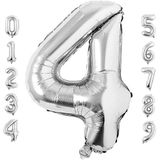 Rakam Folyo Balon 34 inç 76-82 cm (Gümüş, 4)