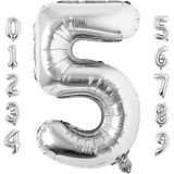 Rakam Folyo Balon 34 inç 76-82 cm (Gümüş, 5)