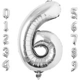 Rakam Folyo Balon 34 inç 76-82 cm (Gümüş, 6)