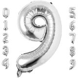 Rakam Folyo Balon 34 inç 76-82 cm (Gümüş, 9)