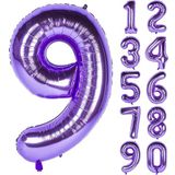 Rakam Folyo Balon 34 inç 76-82 cm (Mor, 9)