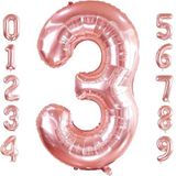 Rakam Folyo Balon 34 inç 76-82 cm (Rose Gold, 3)