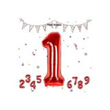 Rakam Folyo Balon Kırmızı Rakam Balon Kırmızı 1 Yaş Balon 76 Cm Sayı Balon Uçan Balon Helyum Balon