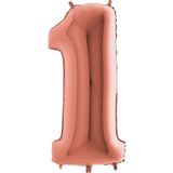 Rakam Folyo Balon Metalik Gül Kurusu - 1 Yaş Folyo Balon Metalik - 1 Yaş Balonu