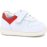 Rakerplus Bob Hakiki Deri Beyaz Nubuk Kırmızı Cırtlı Bebek Sneaker Ayakkabı