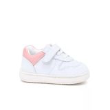 Rakerplus Bob Hakiki Deri Beyaz Nubuk Pembe Cırtlı Bebek Sneaker Ayakkabı