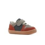 Rakerplus Bob Hakiki Deri Gri Yeşil Barefoot Cırtlı Lastikli Bebek Sneaker Ayakkabı