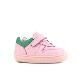 Rakerplus Bob Hakiki Deri Pembe Yeşil Barefoot Cırtlı Lastikli Bebek Sneaker Ayakkabı