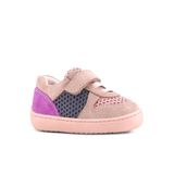 Rakerplus Bob Hakiki Deri Pudra Gri Mor Barefoot Cırtlı Lastikli Bebek Sneaker Ayakkabı