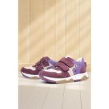 Rakerplus Hakiki Deri Bordo Pembe Metal Detaylı Kız Çocuk Sneakers Ayakkabı
