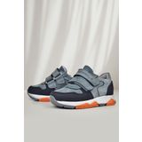 Rakerplus Hakiki Deri Koyu Gri Çocuk Cırtlı Sneakers Spor Ayakkabı
