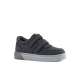 Rakerplus Hakiki Deri Siyah Cilt Gri Tabanlı Cırtlı Erkek Çocuk Sneaker