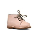 Rakerplus Handmade Pudra Pembe Hakiki Deri Bağcıklı Kız Bebek Bot