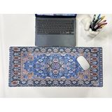 Rakkun Shop Mouse Pad, 30x70 cm, Mavi Halı Desen Baskılı, Kaymaz Taban, Bilek Destekli, Dikişsiz Kenar, Ergonomik, Ofis ve Oyuncular için (Mavi)