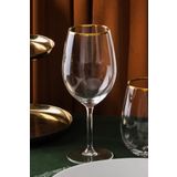 RAKLE Astoria Gold Premium Kadeh Seti - Altın Yaldızlı Kristal Cam - 6 Parça 540cc Büyük Hacim - El İşçiliği Detaylar - Şık Sunumlar