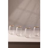RAKLE Astoria Gold Premium Meşrubat Bardağı Koleksiyonu - Altın Yaldızlı Kristal Cam - 4 Parça 570cc Kapasiteli - El İşçiliği Detaylar - İçecek Servisi