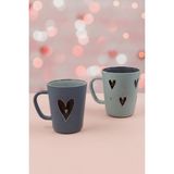 Rakle Black & Gold Love 2'li Kupa Seti 380 cc - Füme - Gri - 380 ml