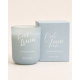 Rakle Cool Linen Ferah Temiz Çamaşır Kokulu Buz Mavisi Cam Mum – Dekoratif Kutulu 175 gr - Mavi - Gri