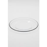 RAKLE Pure Black Premium Pasta Tabağı Seti - Siyah Rim Kristal Cam - 4 Parça 19cm Çap - El İşçiliği Detaylar - Tatlı ve Pasta Servisi