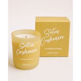 Rakle Satin Cashmere Kokulu Sarı Cam Mum – Kutulu, 175 gr - Sarı - Beyaz