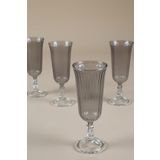RAKLE Splendid Premium Kahve Yanı Kadehi Serisi - Füme Kristal Cam - 4 Parça 120cc Özel Tasarım - El İşçiliği Detaylar - Kahve Servisi