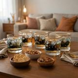 Rakle Star 300 ml Sarı Şeffaf Altın Yaldızlı 4'lü Bardak Seti