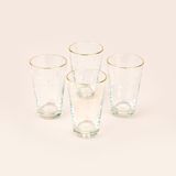 Rakle Star Altın Yaldızlı 4'lü Sarı / Şeffaf - 395 ml Meşrubat Bardağı Seti