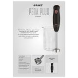 Raks Pera Plus 1700 Watt Paslanmaz 4 Bıçaklı 600 Ml.ölçme Kabı ve Kahvaltı Bıçağı Hediyeli El Blende