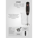 Raks Pera Plus 1700 Watt Paslanmaz 4 Bıçaklı 600 Ml.ölçme Kabı ve Kahvaltı Bıçağı Hediyeli El Blender - Siyah